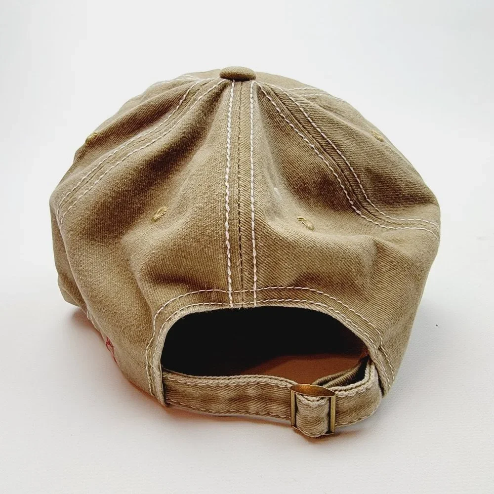 Dog Mom Distressed Relaxed Cotton Buckle Strap Full Cover Baseball Hat Cap Brown